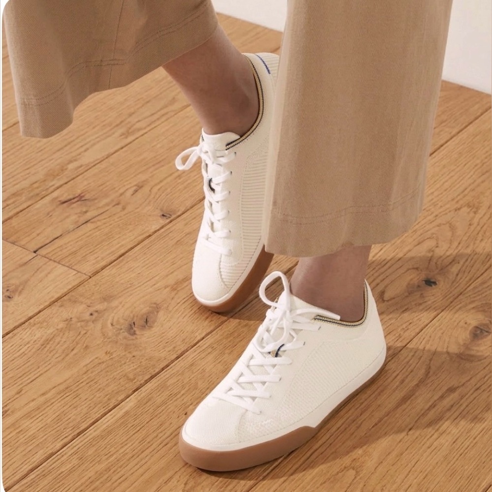 Rothy's White Knit Sneakers with Gum Sole